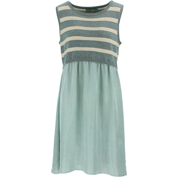 Sleeveless Knitted Sheath Dress - Grey Blue