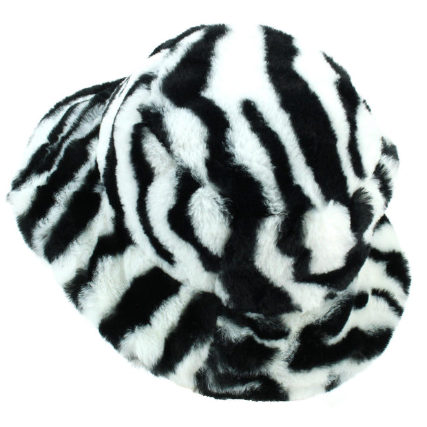 Faux Fur Bucket Hat - Fluffy Tiger