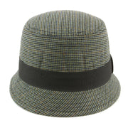 Tweed cloche hat with chunky band - Olive