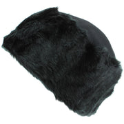 Ladies Faux Fur Hat with Jersey Crown - Black