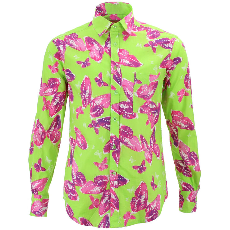 Regular Fit Long Sleeve Shirt - Neon Butterflies