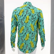 Tailored Fit Long Sleeve Shirt - Yellow Feathers & Green Grass