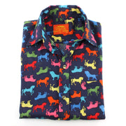 Tailored Fit Short Sleeve Shirt - Colourful Horses & Lions
