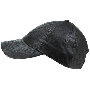 Leather Effect Baseball Cap - Black