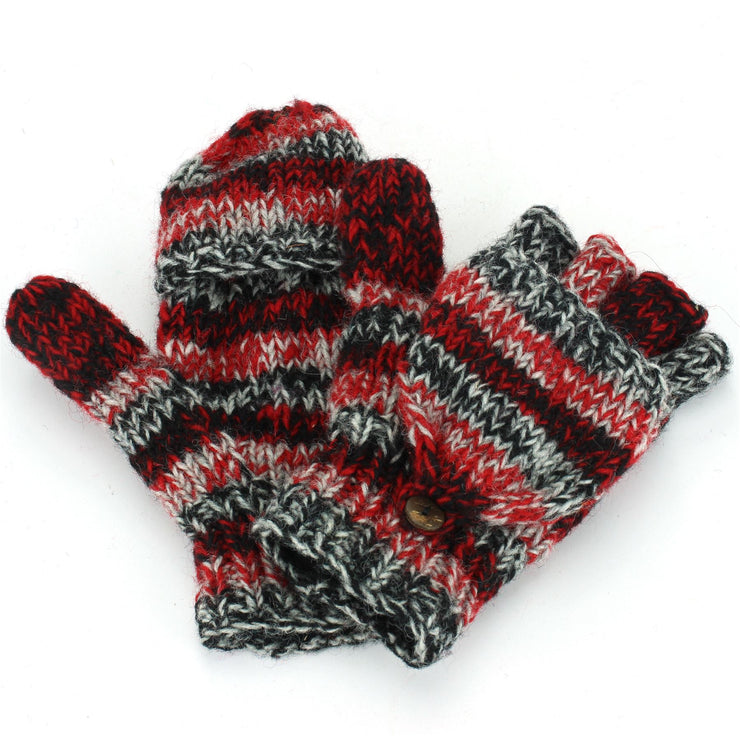 Wool Knit Shooter Gloves - Black Red SD