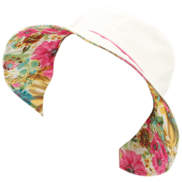 Reversible floral bucket sun hat - White