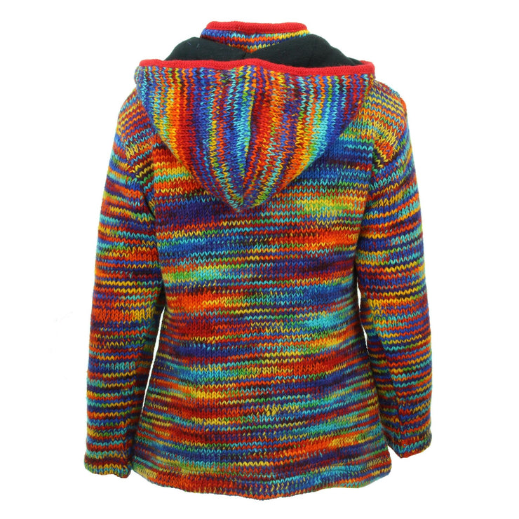Hand Knitted Wool Hooded Jacket Cardigan Ladies Cut - SD Rainbow
