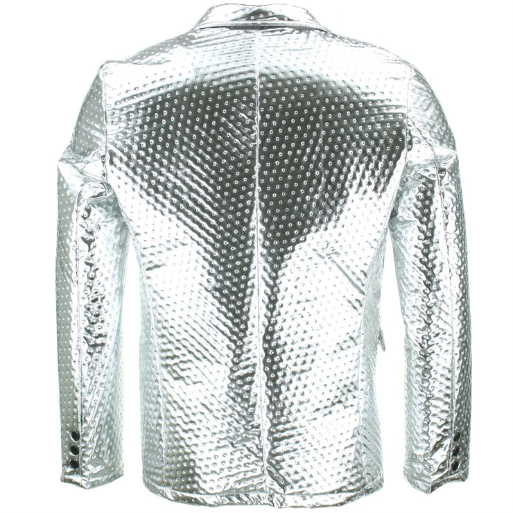 Shiny Metallic Embossed Jacket - Silver