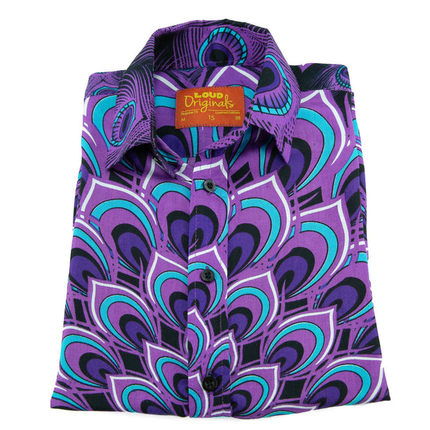 Regular Fit Short Sleeve Shirt - Peacock Mandala - Deep Purple