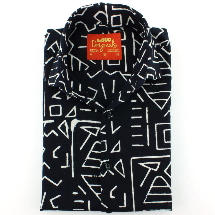 Tailored Fit Long Sleeve Shirt - Block Print - Geometric