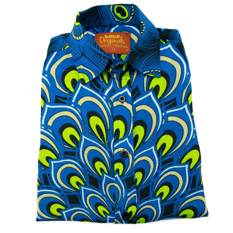 Regular Fit Long Sleeve Shirt - Peacock Mandala - Navy
