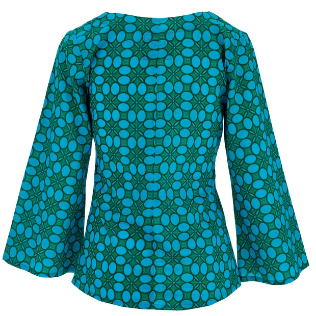 Wrap Top with Bell Sleeve - Geo Delight