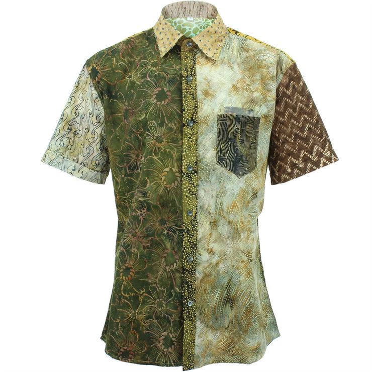 Regular Fit Short Sleeve Shirt - Random Mixed Batik - Brown
