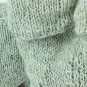 Chunky Wool Knit Fingerless Shooter Gloves - Plain - Light Grey