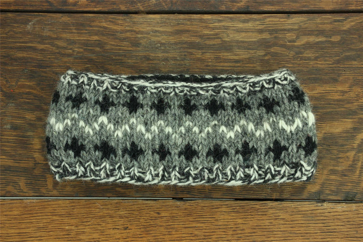 Hand Knitted Wool Headband  - 17 Grey