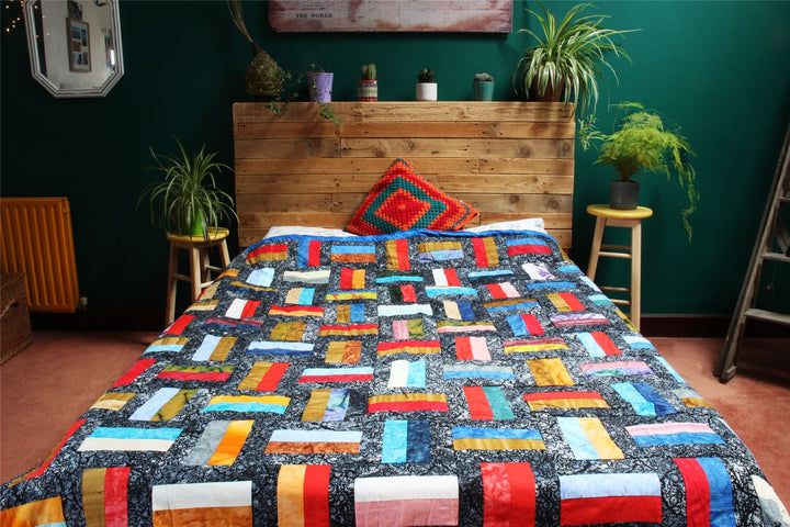 Handmade Quilted Patchwork Batik Printed Bedspread
