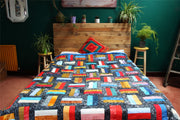 Handmade Quilted Patchwork Batik Printed Bedspread