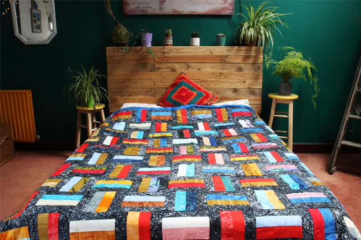 Handmade Quilted Patchwork Batik Printed Bedspread