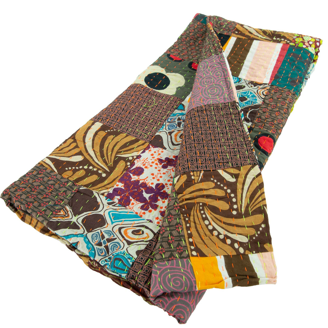 Handmade Patchwork Batik Printed Throw - Cedar