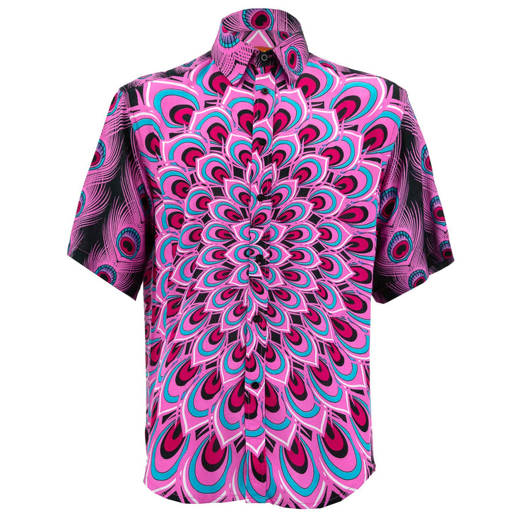 Regular Fit Short Sleeve Shirt - Peacock Mandala - Pink