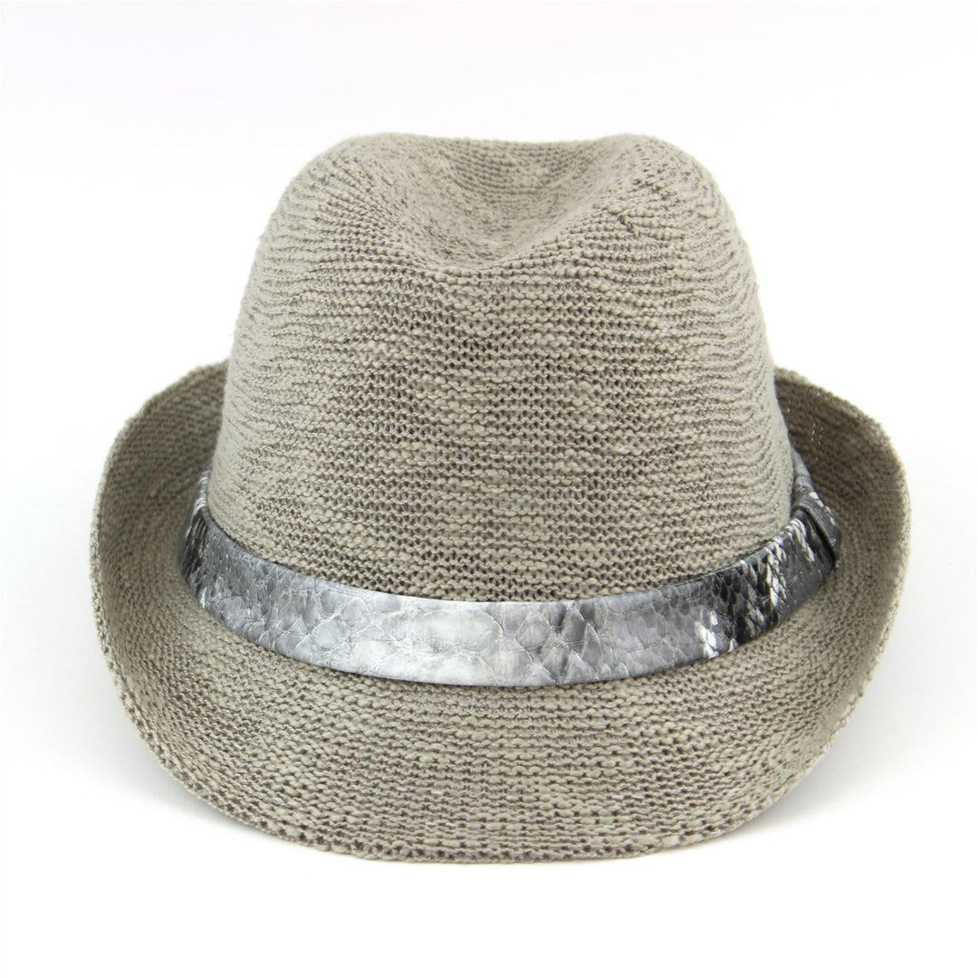 Lightweight trilby hat with faux leather snakeskin band - Light grey (57cm)