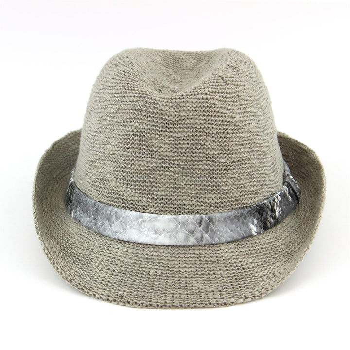 Lightweight trilby hat with faux leather snakeskin band - Light grey (57cm)