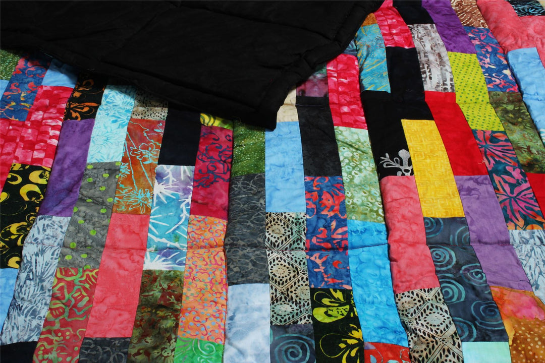 Handmade Quilted Patchwork Batik Printed Bedspread