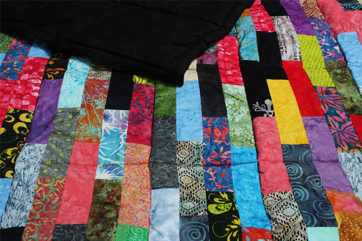Handmade Quilted Patchwork Batik Printed Bedspread