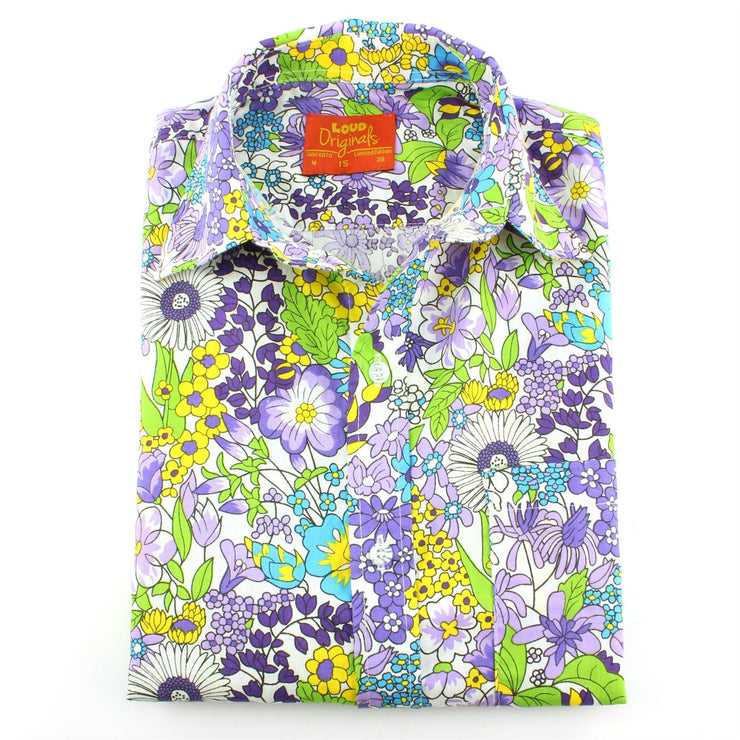 Tailored Fit Short Sleeve Shirt - Colourful Cartoon Floral