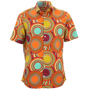 Tailored Fit Short Sleeve Shirt - Retro Circle Orange Mustard