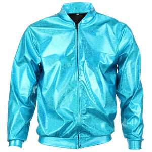 Unisex Shiny Bomber Jacket - Turquoise