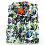 Tailored Fit Long Sleeve Shirt - Black Blue & Green Palms & Parrots