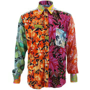 Regular Fit Long Sleeve Shirt - Random Mixed Panel - Neon Floral