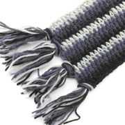 Long Narrow Chunky Wool Knit Scarf - Black & Grey