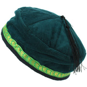 Nepalese Velvet Smoking Hat - Plain Green