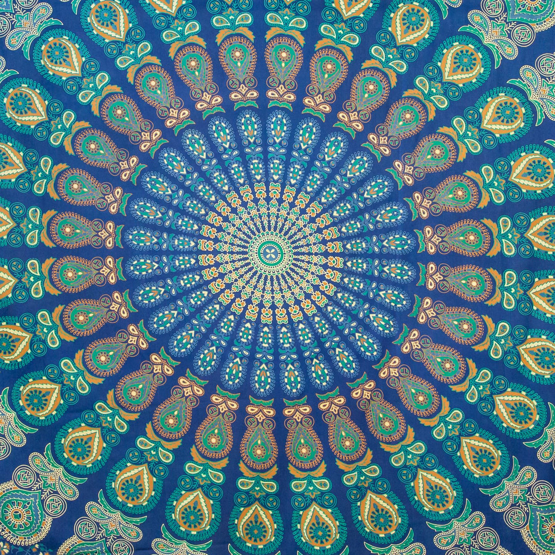 Block Printed Mandala Wall Hanging - Cobalt