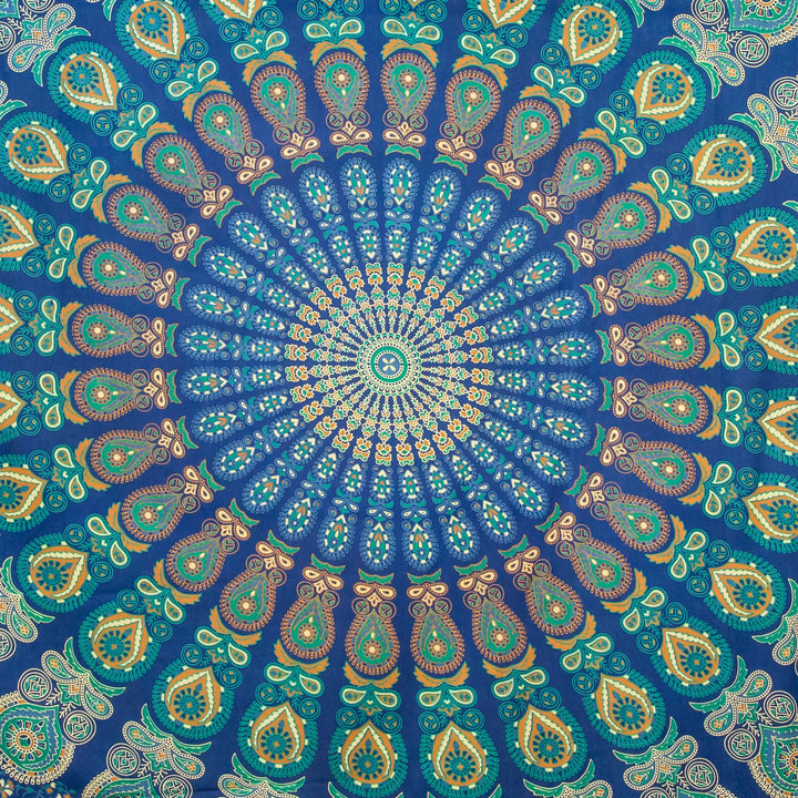 Block Printed Mandala Wall Hanging - Cobalt