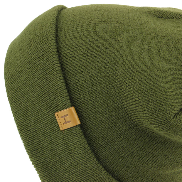 Fine Knit Beanie Hat with Turn-up - Green