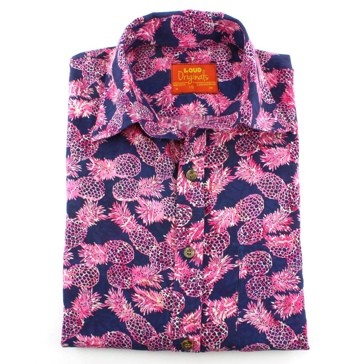 Tailored Fit Short Sleeve Shirt - Pink Pineapples