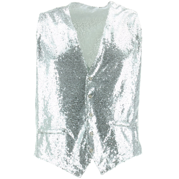 Shiny Sequin Waistcoat - Silver