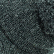 Chunky Wool Knit Baggy Slouch Beanie Bobble Hat - Charcoal