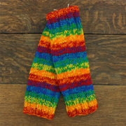 Hand Knitted Wool Leg Warmers - SD Shredded Rainbow