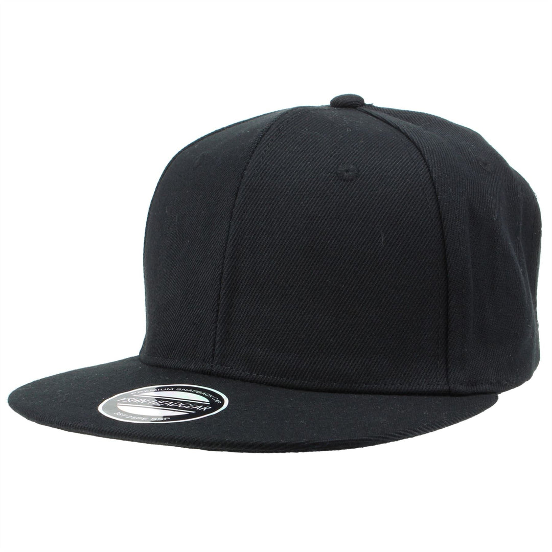 Snapback Flat Peak Cap - Black