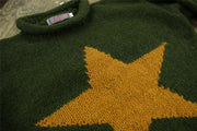 Chunky Wool Knit Star Jumper - Racing Green & Mustard