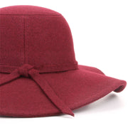 Wool felt wide brim floppy hat - Wine (One Size)