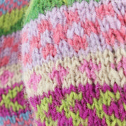 Chunky Wool Knit Mittens - Chevron - Pink