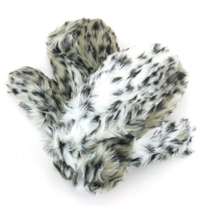 Mitaines en fourrure pour femme - léopard des neiges