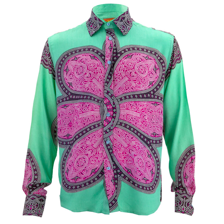 Regular Fit Long Sleeve Shirt - Flower Mandala - Green