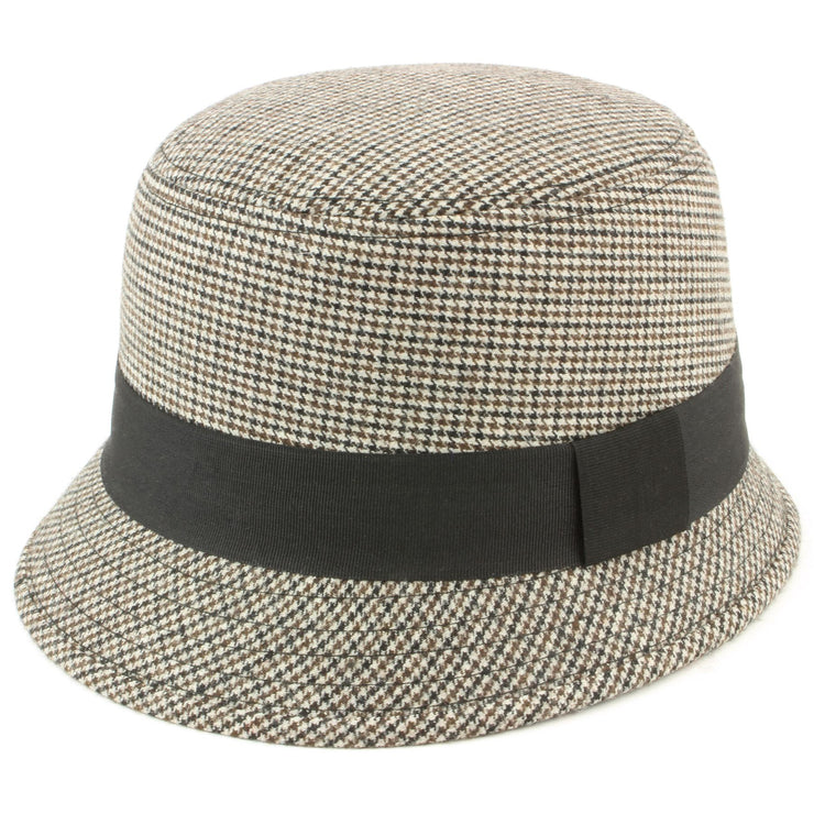 Tweed cloche hat with chunky band - Beige