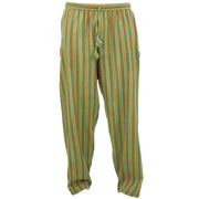 Classic Nepalese Lightweight Cotton Striped Trousers Pants - Green